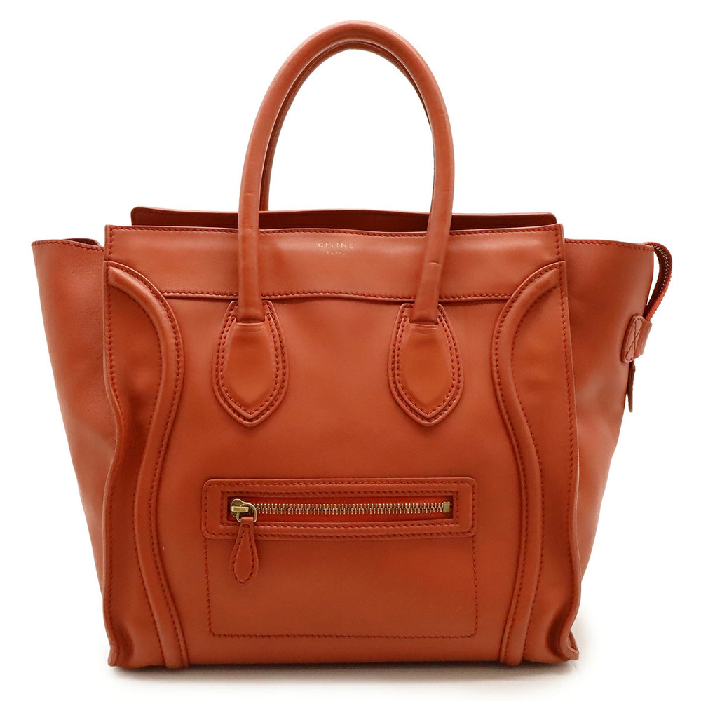 Celine Luggage Tote Phantom Handbag Tote Bag Leather Orange